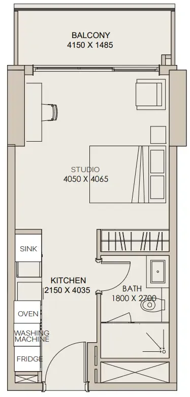 Nirvana Residences 1 Studio floor plan, 435 sqft