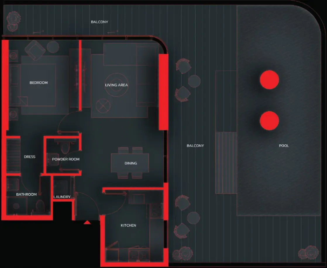 Tonino Lamborghini Residences by BNW Developments 1 bed floor plan, 1,531 sqft