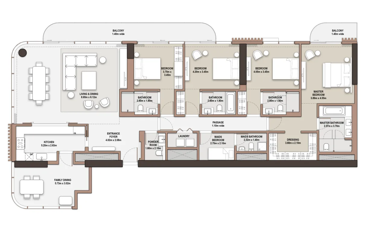 The Edit at d3 4 bed floor plan, 2,975 sqft