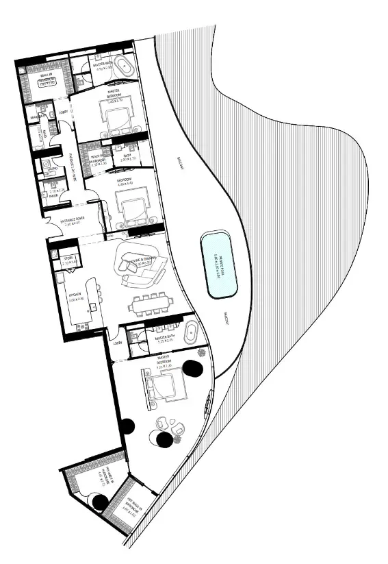 Bugatti Residences by Binghatti 3 bed floor plan, 4,261 sqft