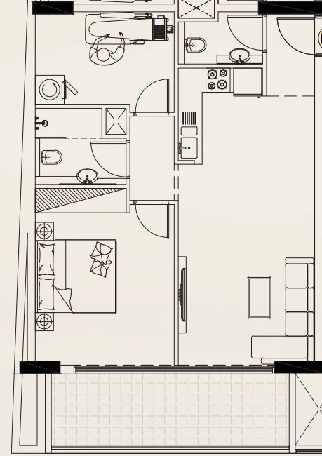 Casa Vista Residence 1 bed floor plan, 846 sqft