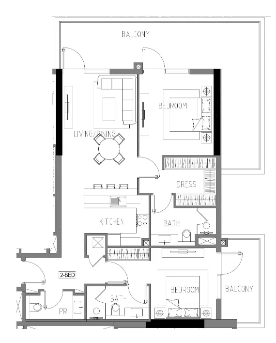 Damac Riverside Views 2 bed floor plan, 1,441 sqft