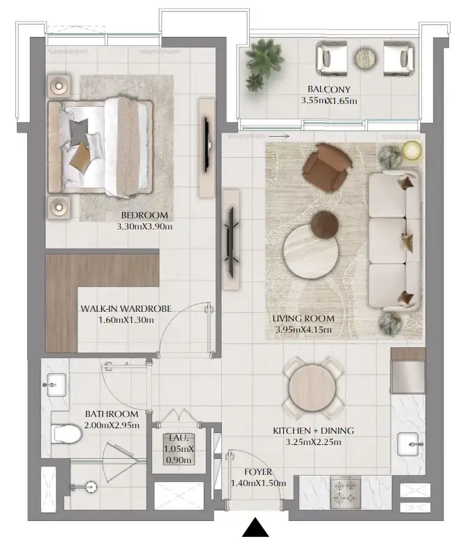 Terra Woods 1 bed floor plan, 746 sqft