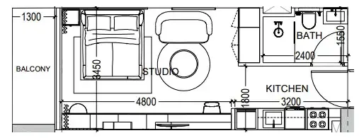 Al Haseen Residences 6 Studio floor plan, 393 sqft