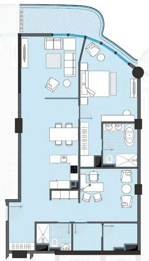 NEXT Coral 1 bed floor plan, 1,427 sqft
