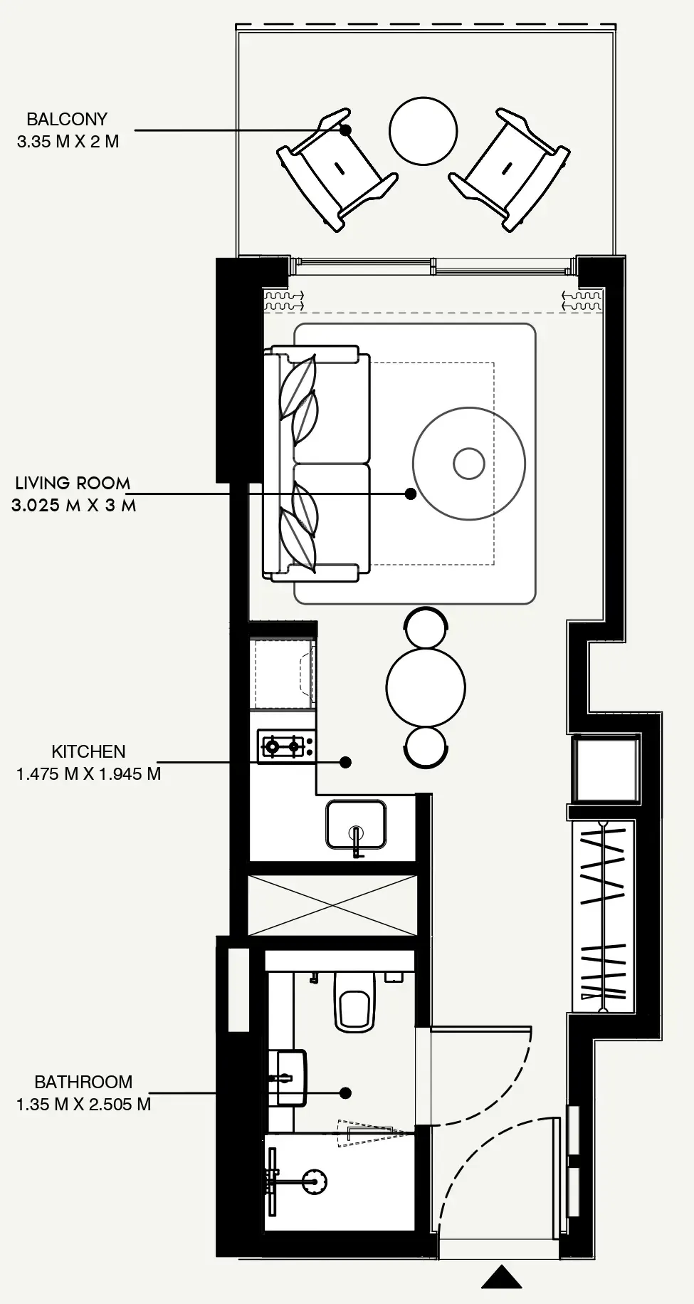 Azizi Venice Studio floor plan, 361 sqft