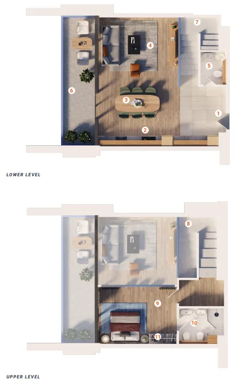 The Orchard Place Towers D & E 1 bed floor plan, 1,122 sqft