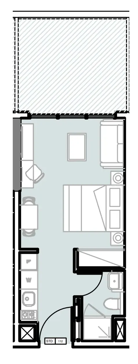 Verdana III Studio floor plan, 412 sqft