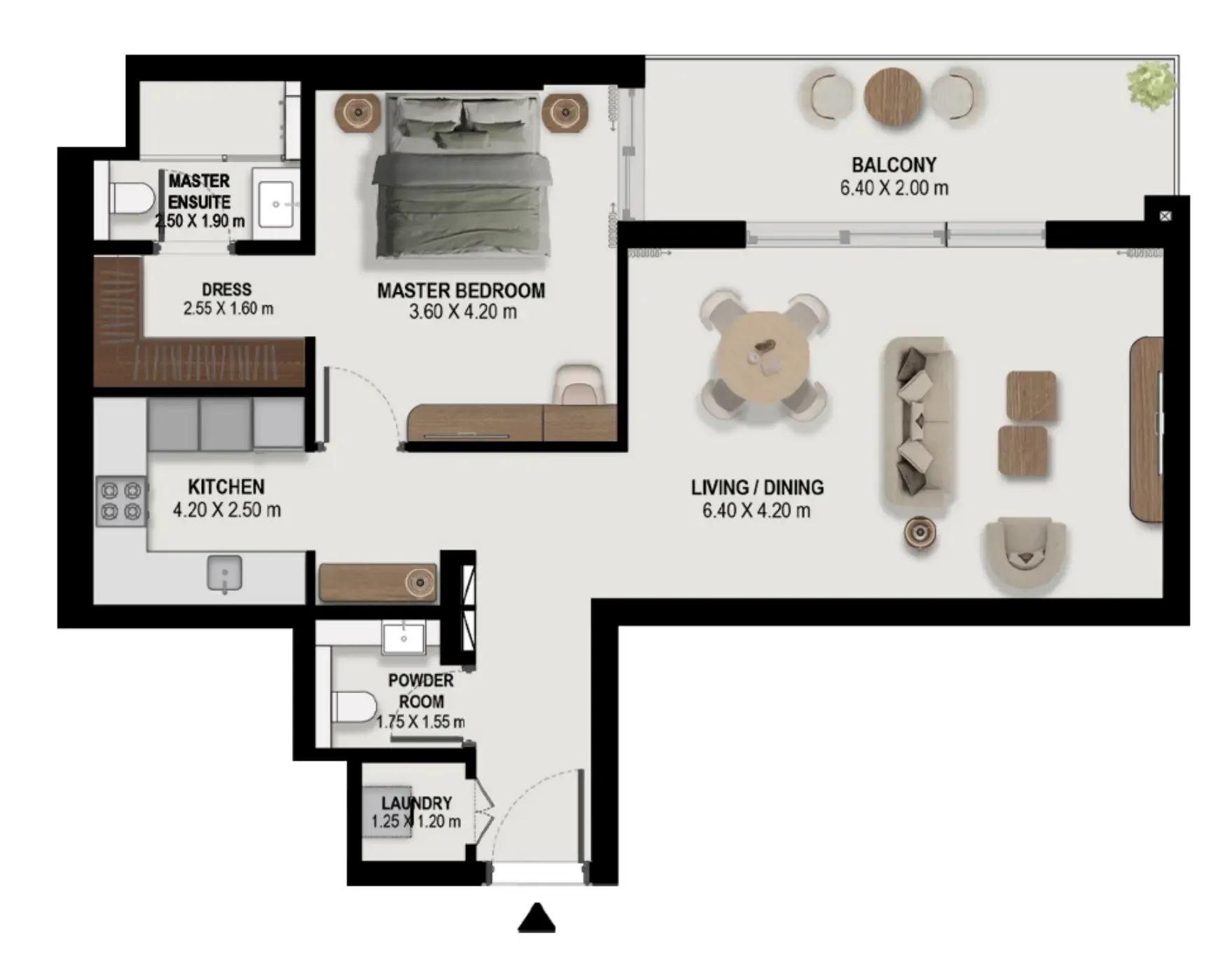 Boulevard Park at Wasl Gate 1 bed floor plan, 1,028 sqft