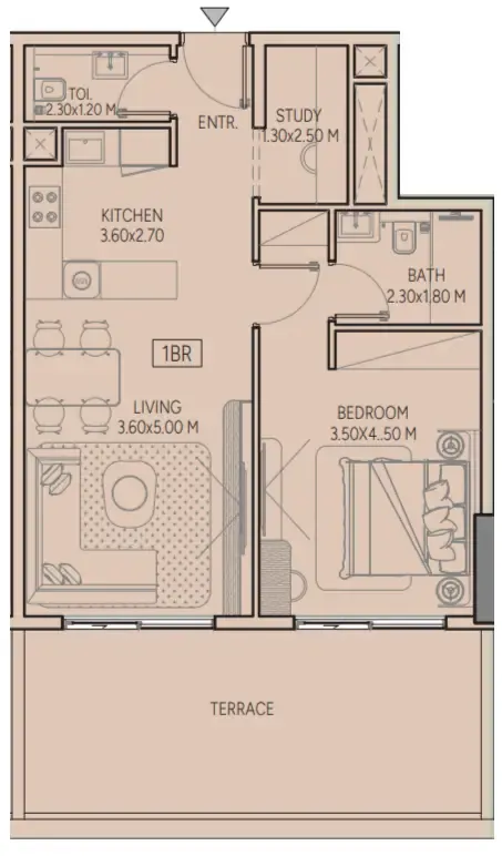 Weston by Wadan Phase 1 & 2 1 bed floor plan, 911 sqft