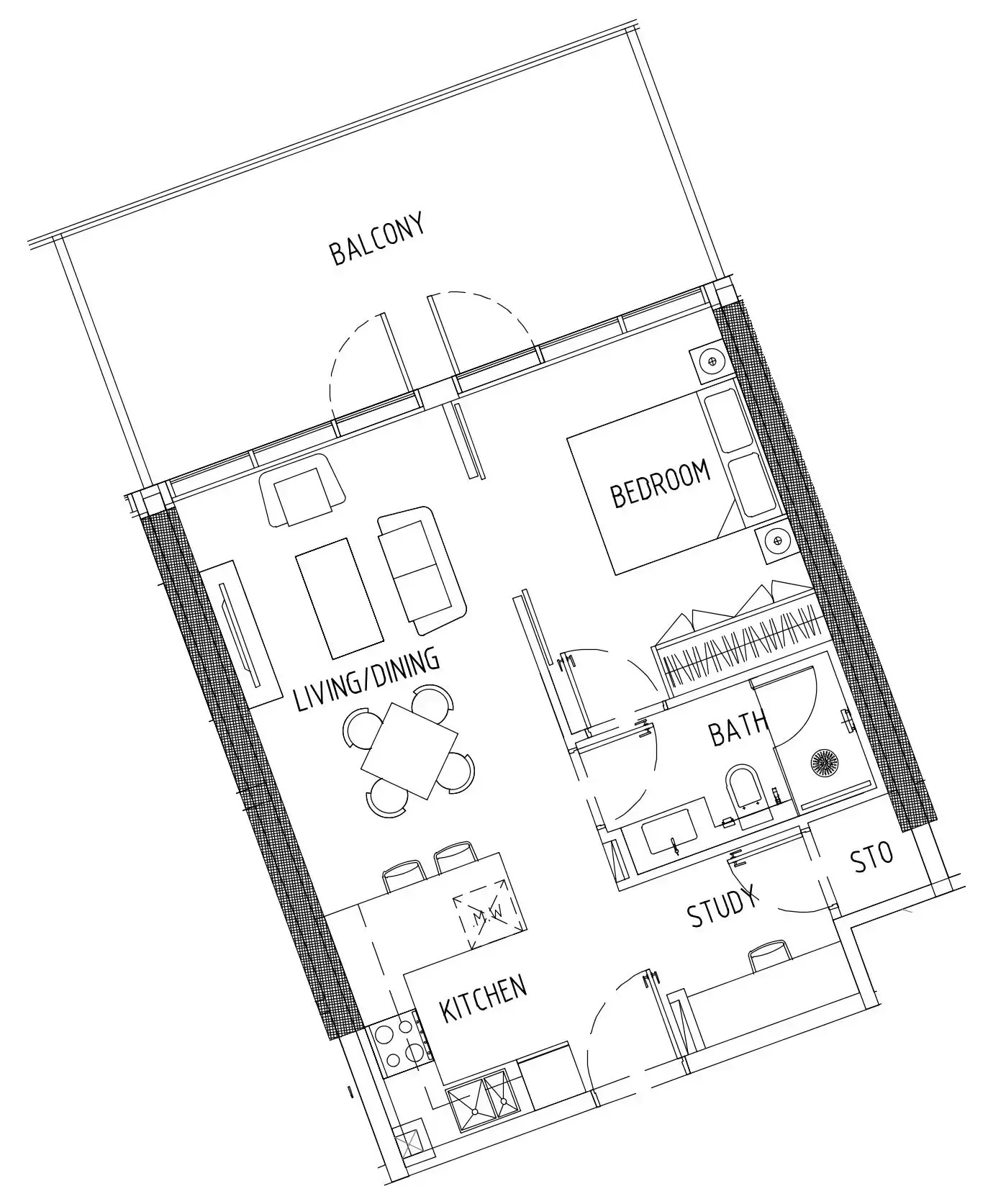 Damac District 1 bed floor plan, 775 sqft