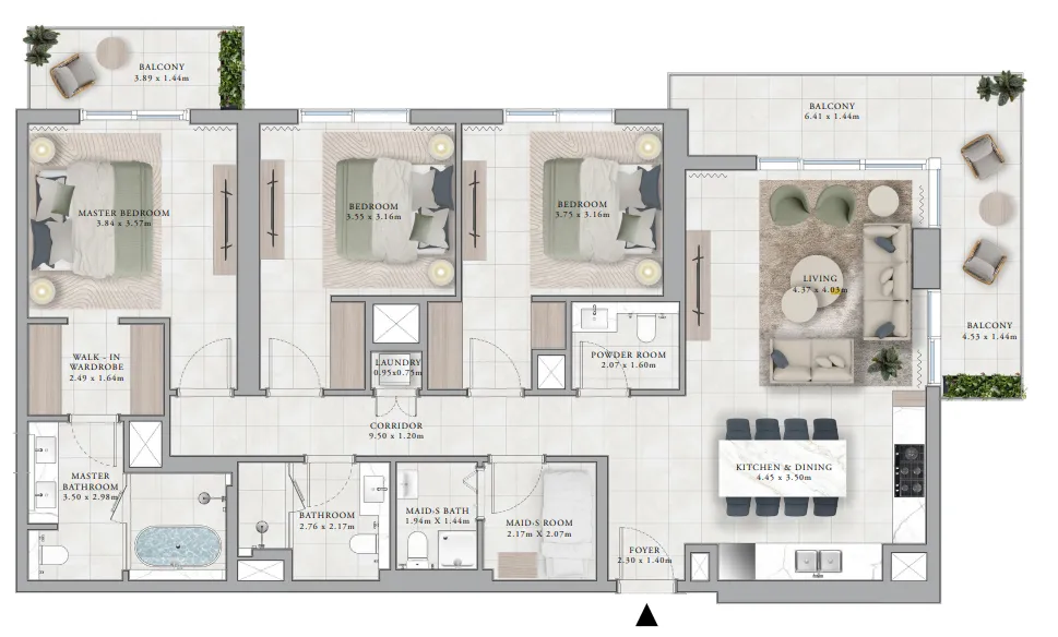Club Place 3 bed floor plan, 1,752 sqft