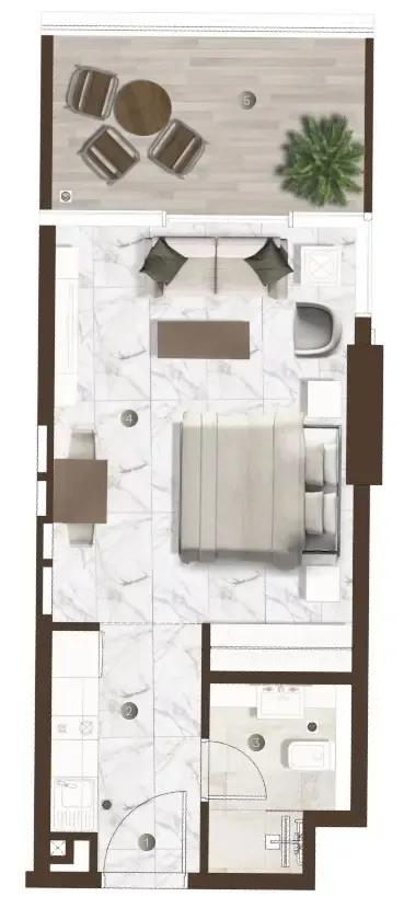 Onda by Kasco Studio floor plan, 353 sqft