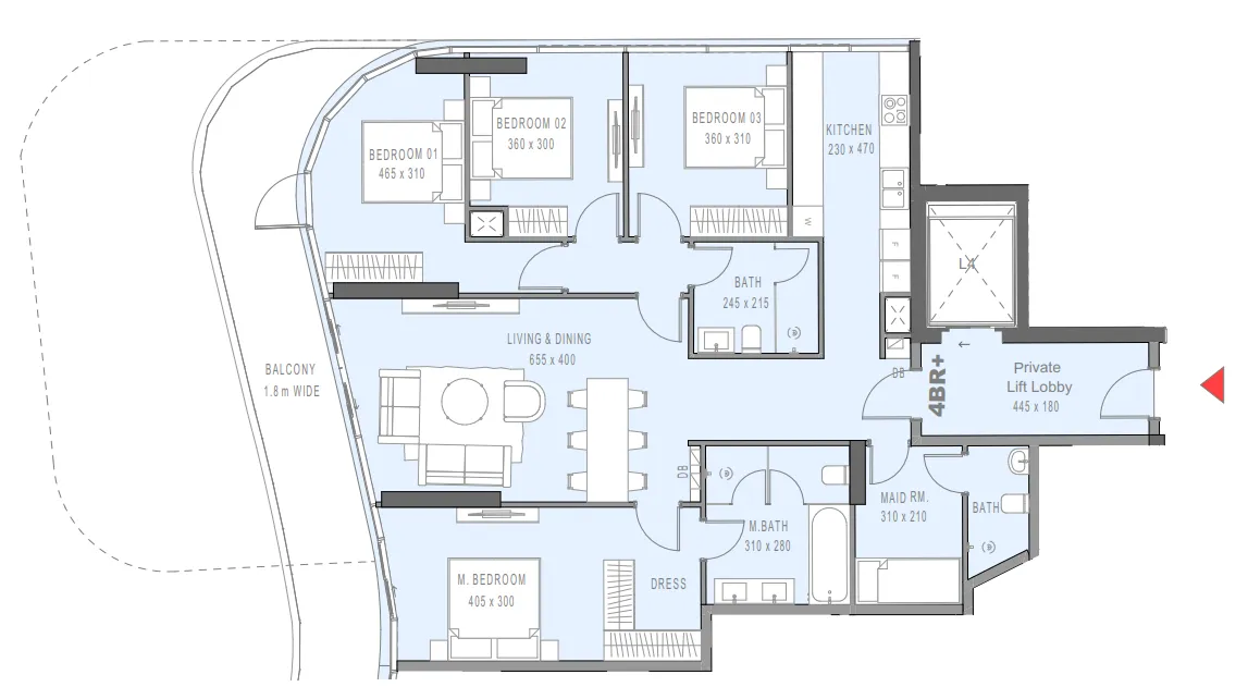 Marlin 2 4 bed floor plan, 1,849 sqft