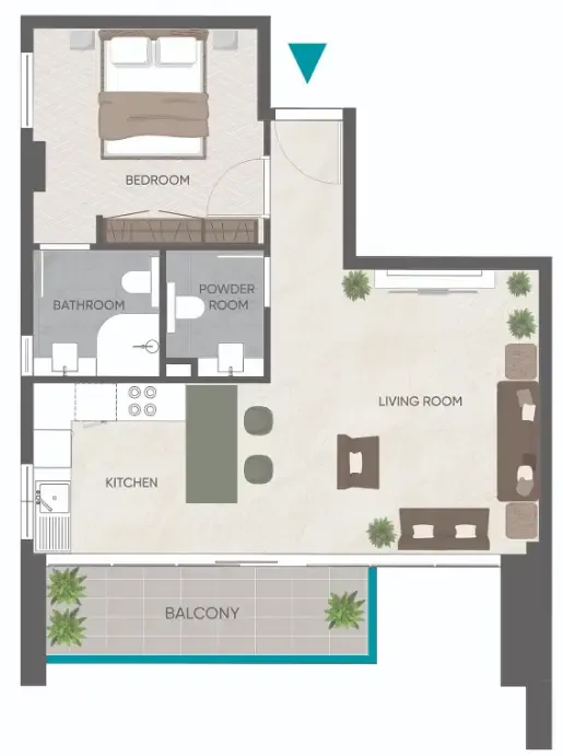 Eden Golf Views 1 1 bed floor plan, 701 sqft