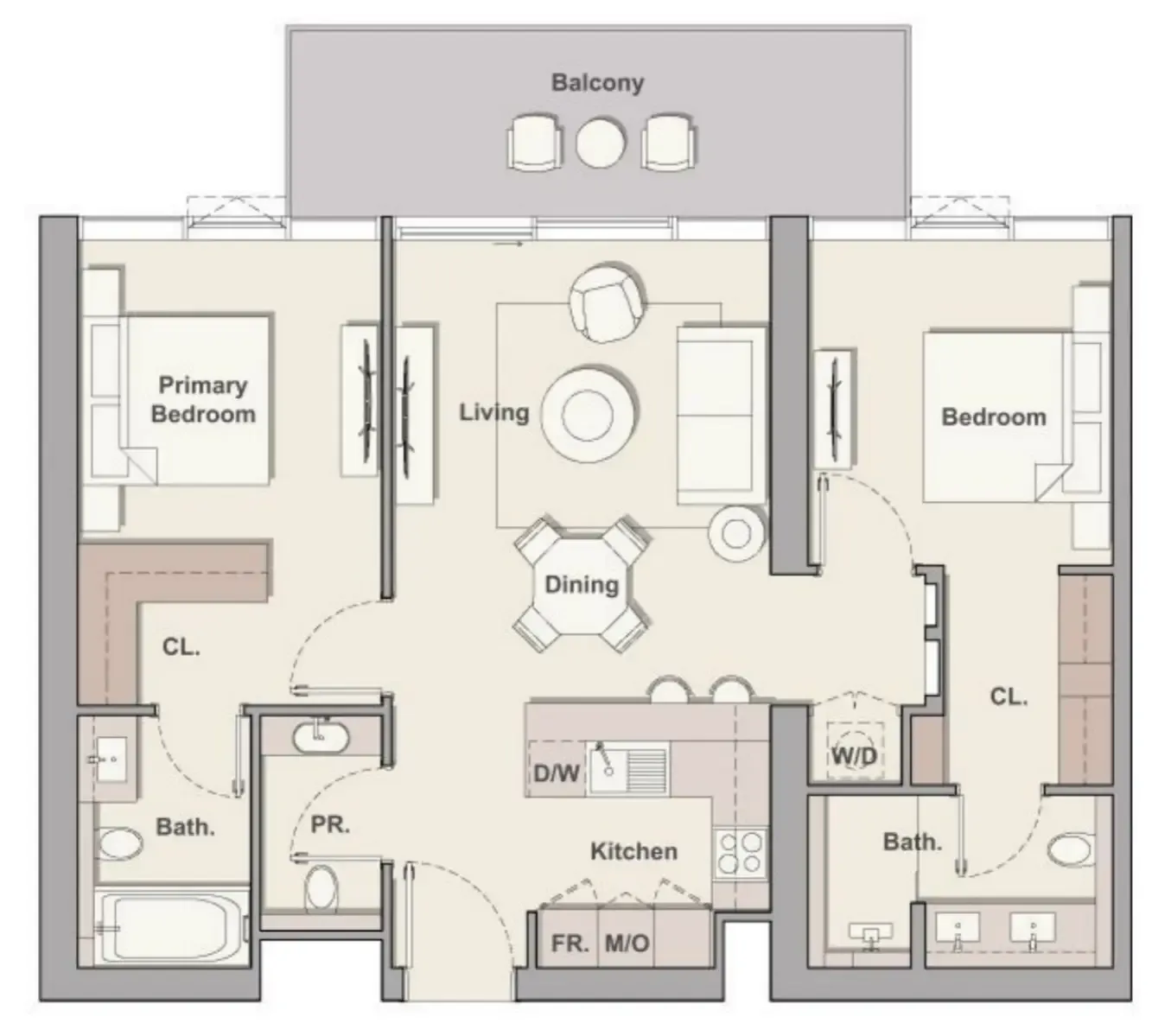 Soto Grande 2 bed floor plan, 1,111 sqft