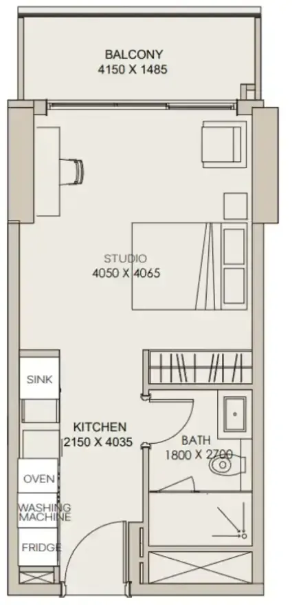 Nirvana Residences 1 Studio floor plan, 421 sqft