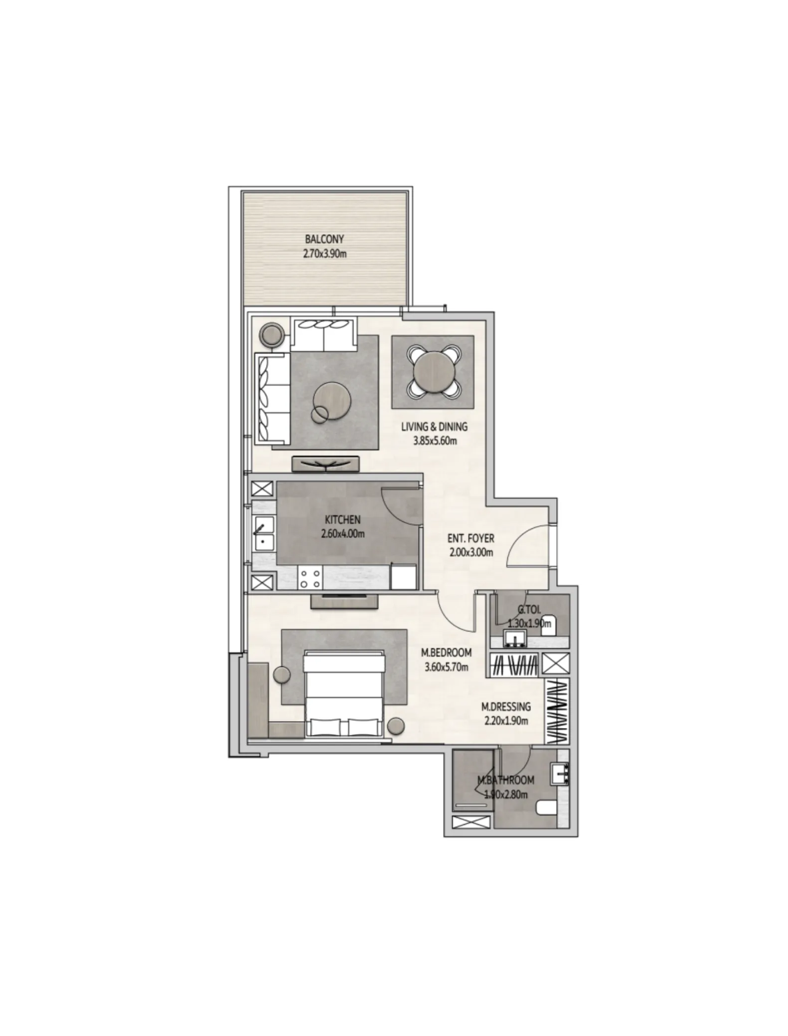 Vista Del Mar 1 bed floor plan, 911 – 913 sqft