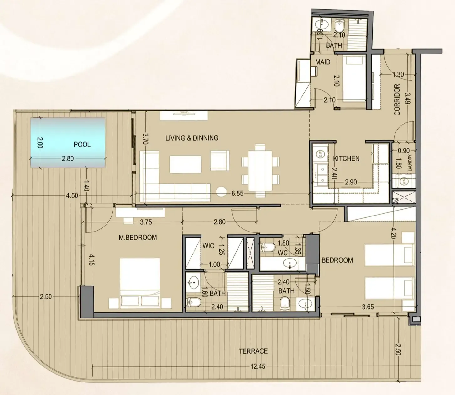Celia Homes 2 bed floor plan, 1,874 sqft