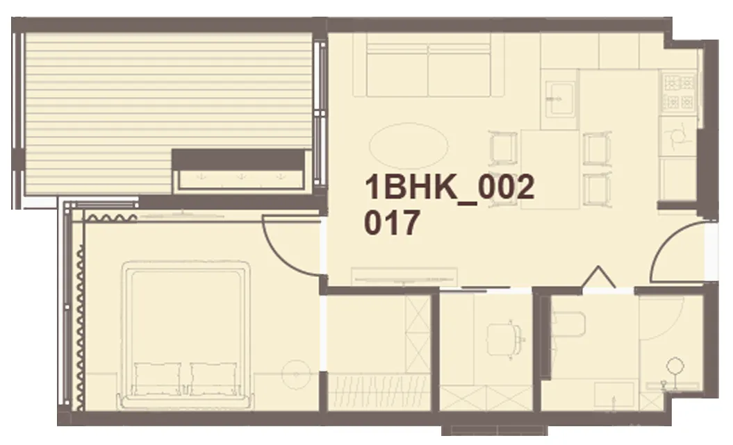 J-Haus Residence 1 bed floor plan, 674 – 676 sqft