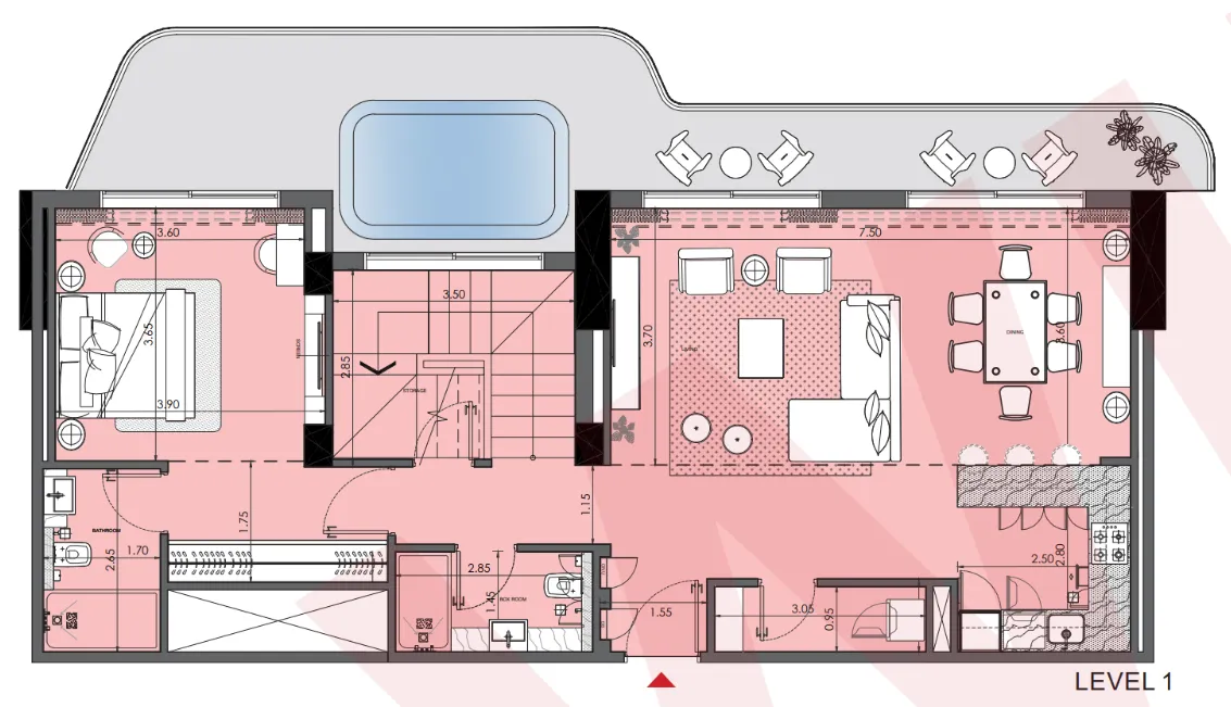 Azizi Wasel 3 bed floor plan, 2,689 sqft