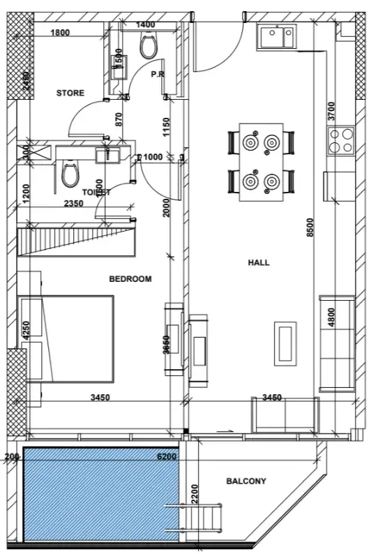 Peace Lagoons 2 1 bed floor plan, 807 sqft