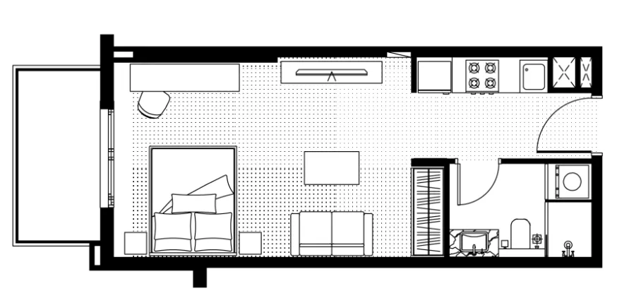 FH Residency Studio floor plan, 420 sqft