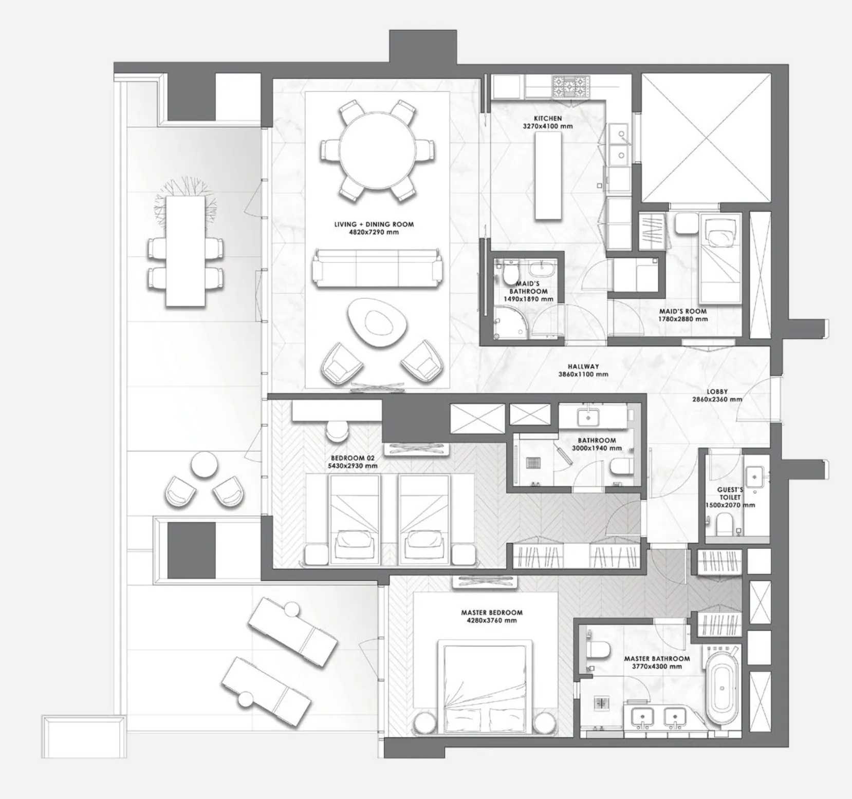 DaVinci 2 bed floor plan, 2,358 sqft