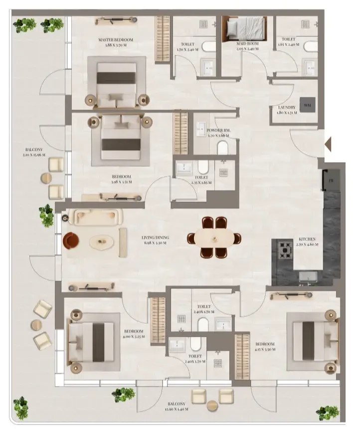 Rivo 4 bed floor plan, 2,195 sqft