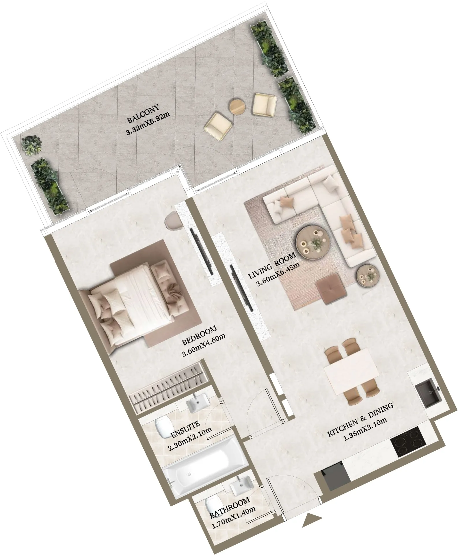 Arthouse Hills 1 bed floor plan, 1,039 sqft