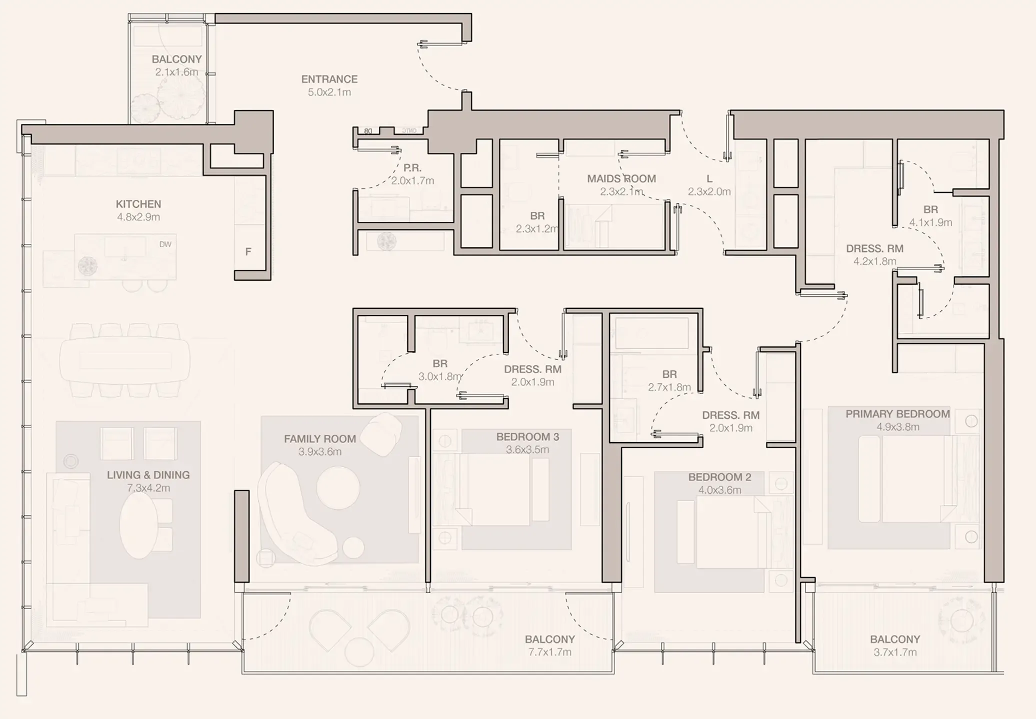 Jumeirah Residences Emirates Towers 3 bed floor plan, 2,564 sqft
