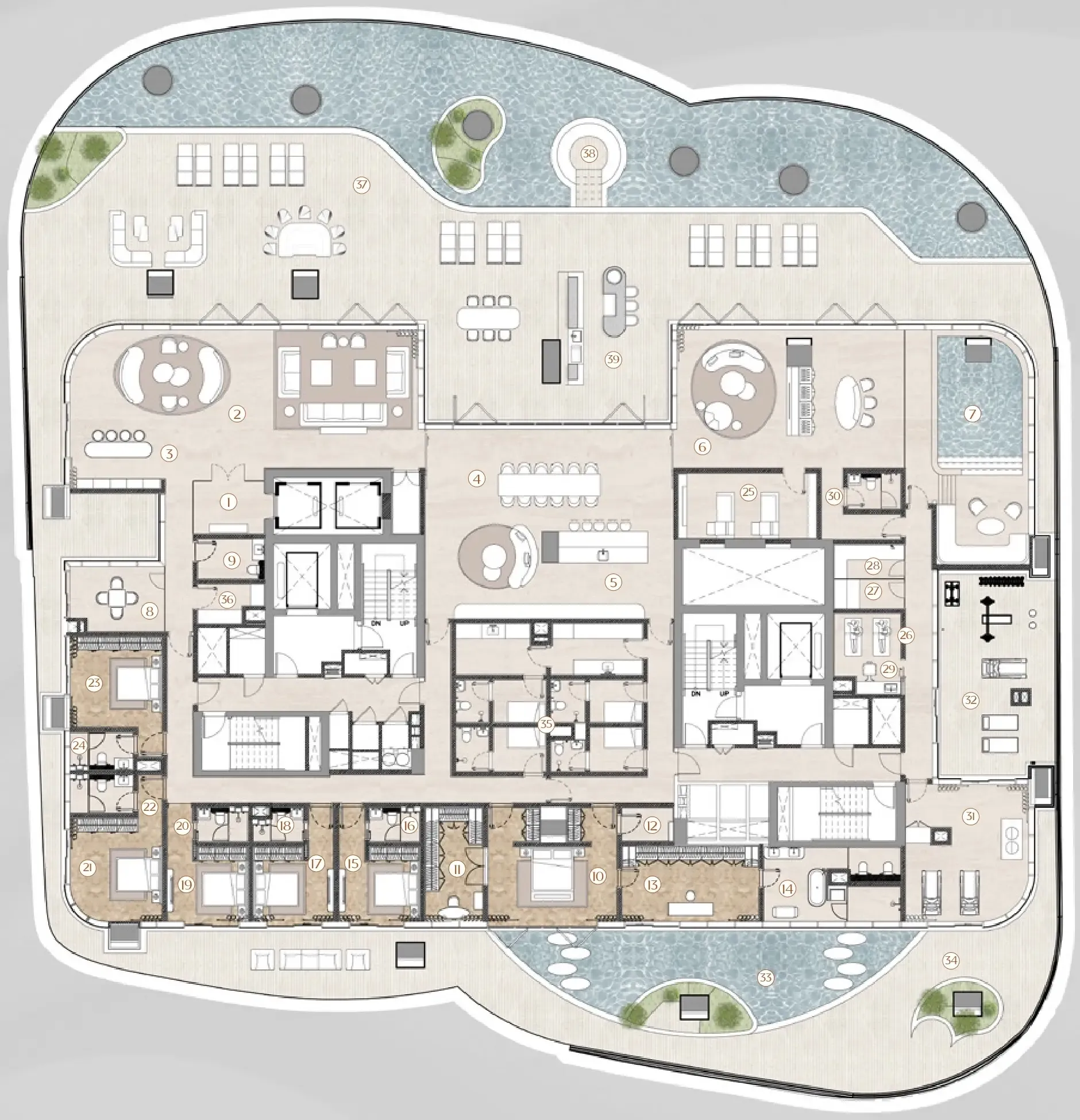 Casa AHS 6 bed floor plan, 20,811 sqft