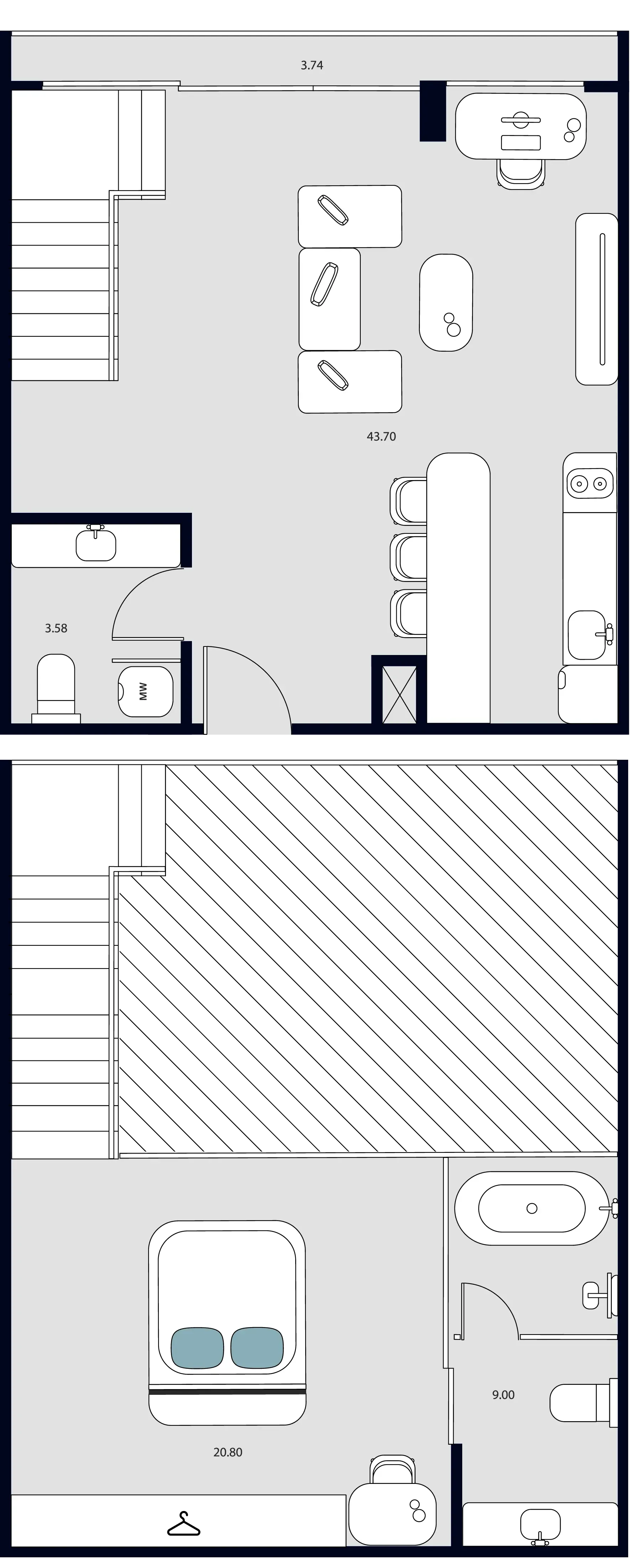 Essence Residence 1 bed floor plan, 872 sqft