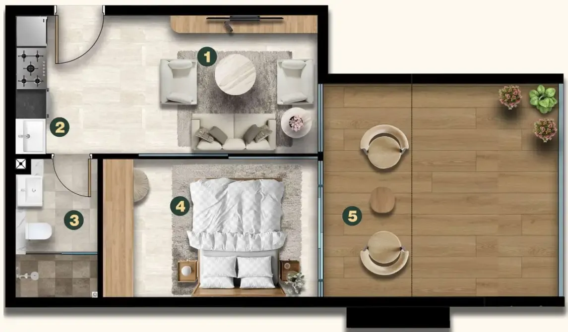 Golf Terrace Residences Studio floor plan, 592 sqft