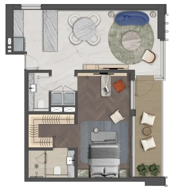 Mas Barsha Residency 1 bed floor plan, 944 sqft
