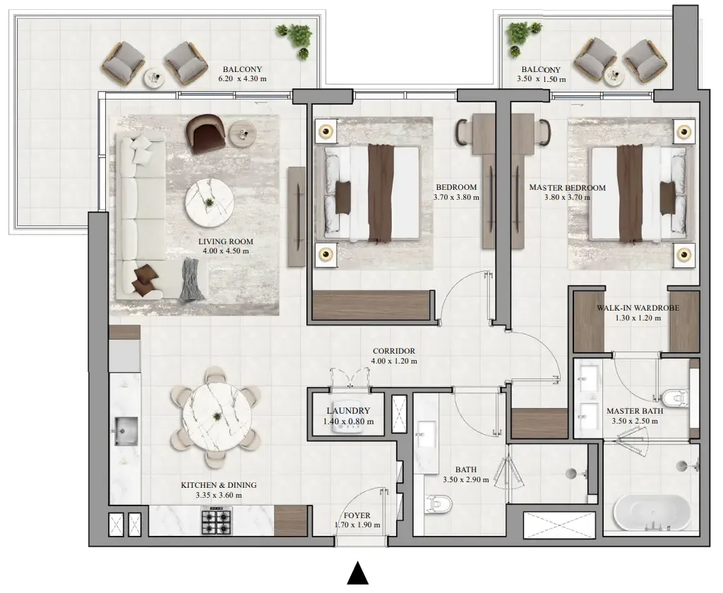 Vista Ridge 2 bed floor plan, 1,374 sqft