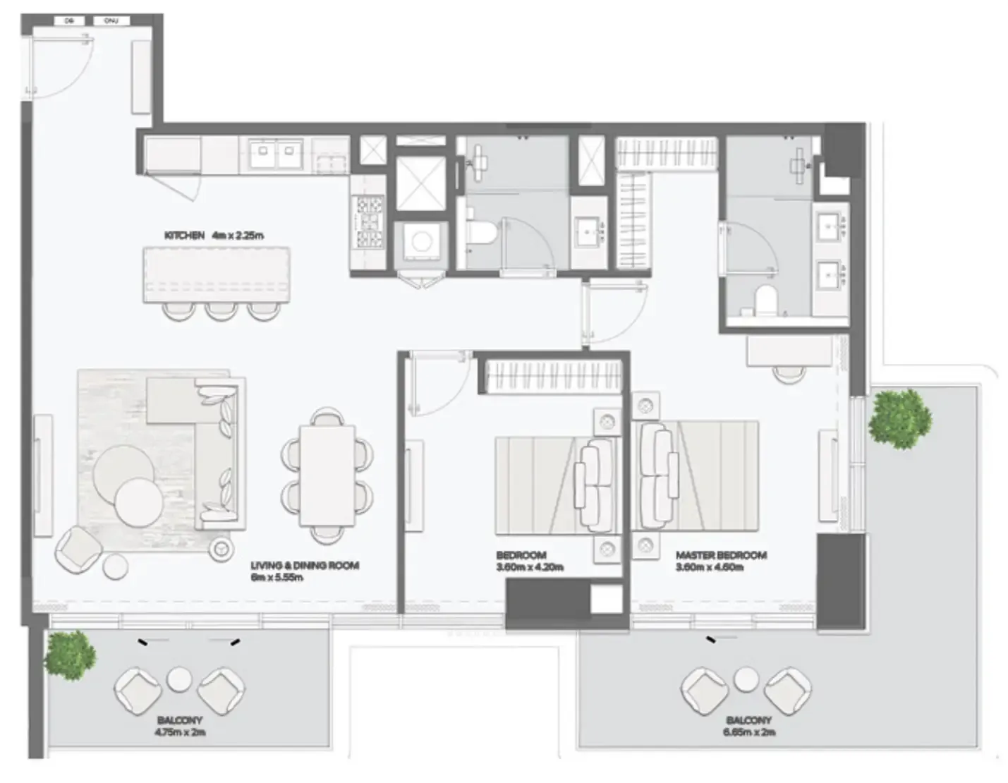 Mansory Residences by Amaal 2 bed floor plan, 1,583 sqft