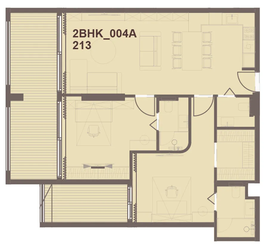 J-Haus Residence 2 bed floor plan, 1,221 – 1,230 sqft