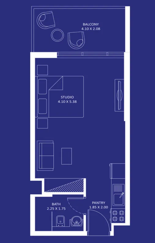 Oceanz Studio floor plan, 426 – 427 sqft
