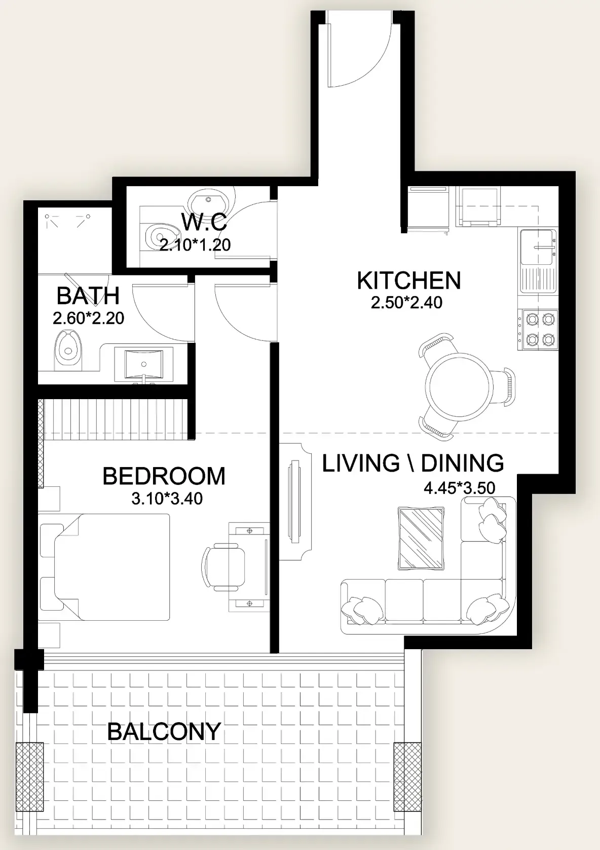 X11 1 bed floor plan, 751 sqft