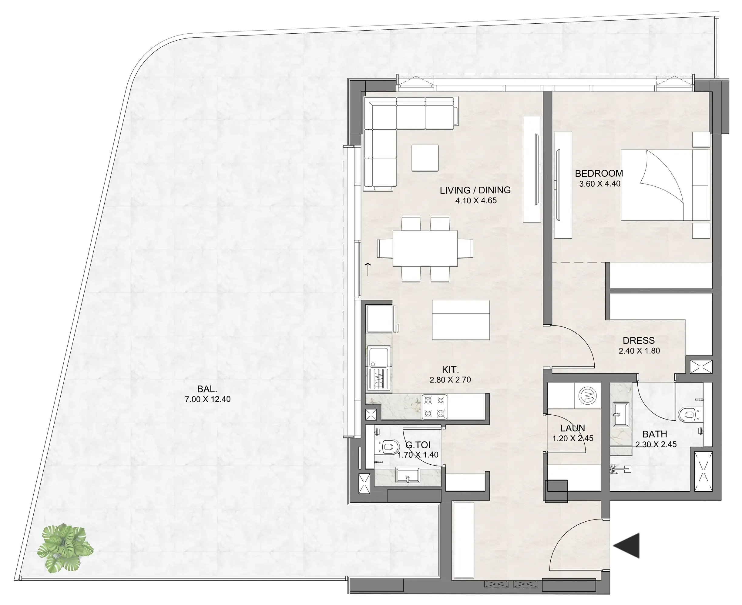 Luzora Residence 1 bed floor plan, 1,854 sqft