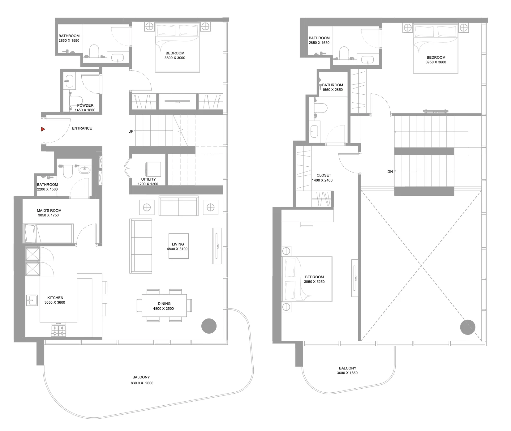 Bayside Marina Residences 3 bed floor plan, 2,154 – 2,158 sqft