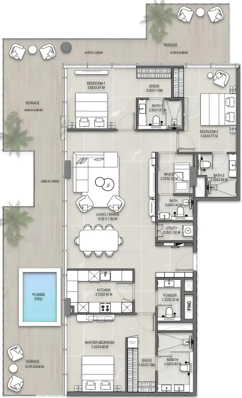 Allegro Park 3 bed floor plan, 2,584 sqft