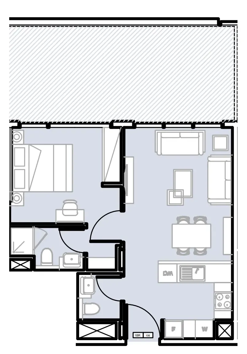 Verdana III 1 bed floor plan, 742 sqft