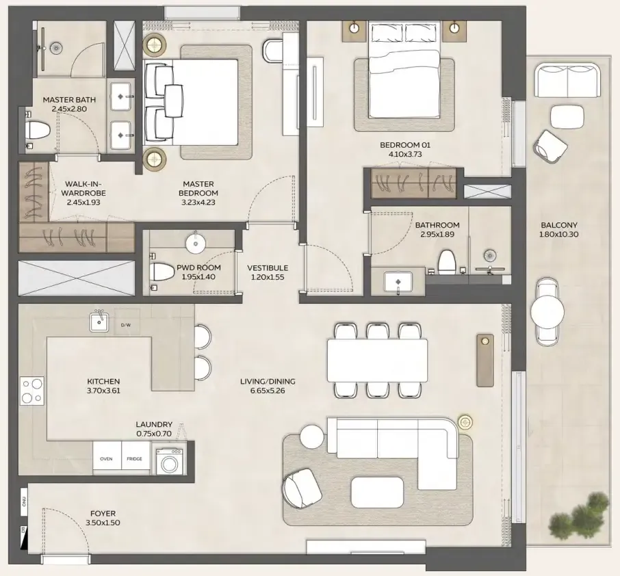 Expo Valley Views 2 bed floor plan, 1,473 sqft