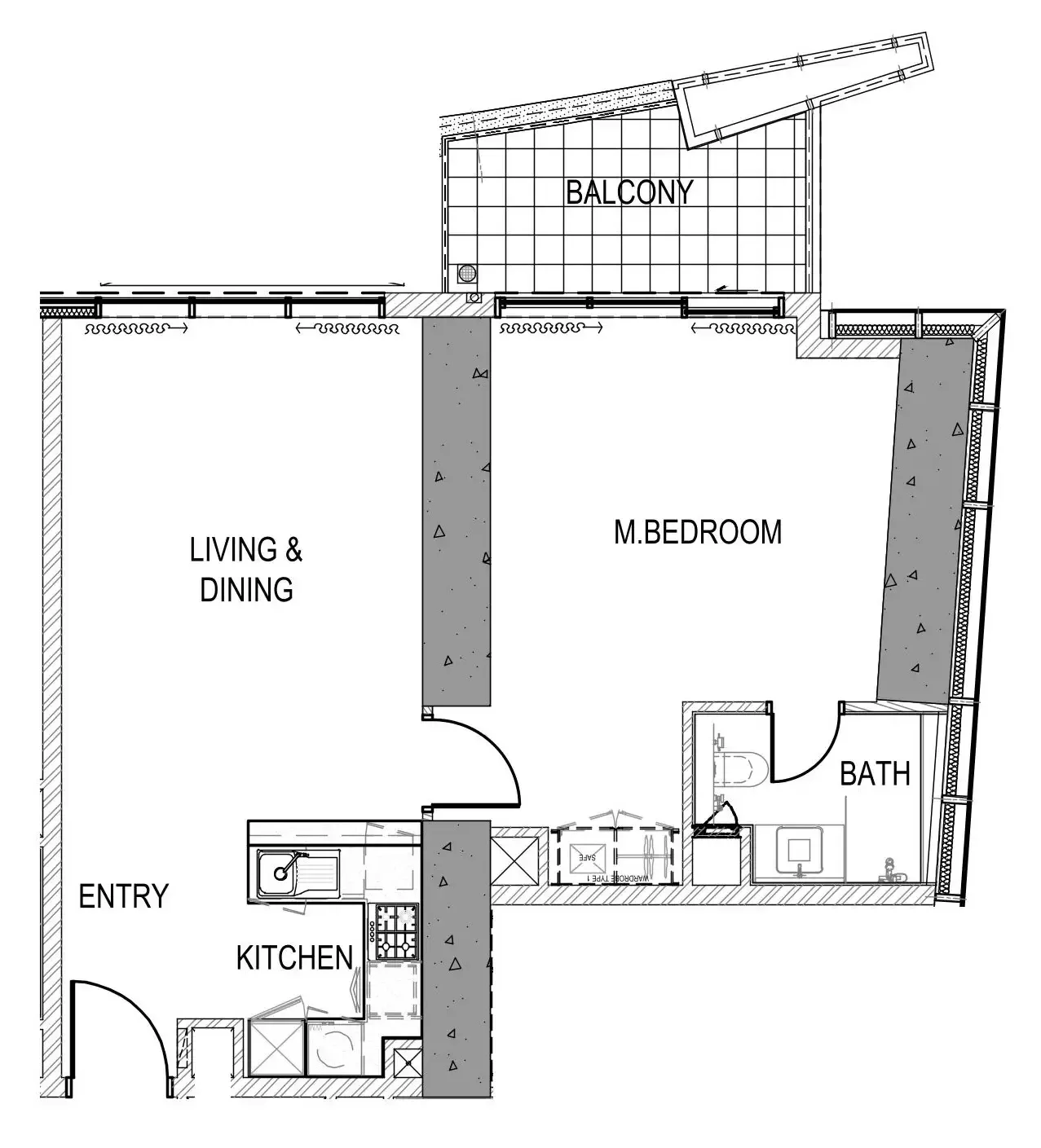 Aykon City Tower 1 bed floor plan, 791 sqft
