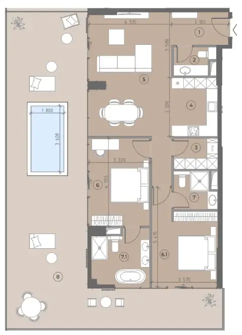House of WELL 2 bed floor plan, 2,184 sqft