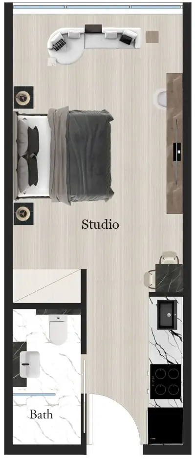 Rijas Suites Studio floor plan, 273 sqft