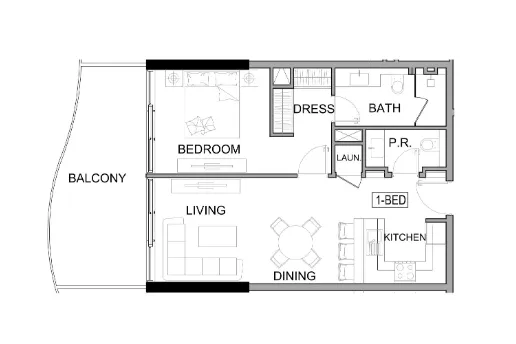 Damac Lagoons Views Phase 2 1 bed floor plan, 785 sqft