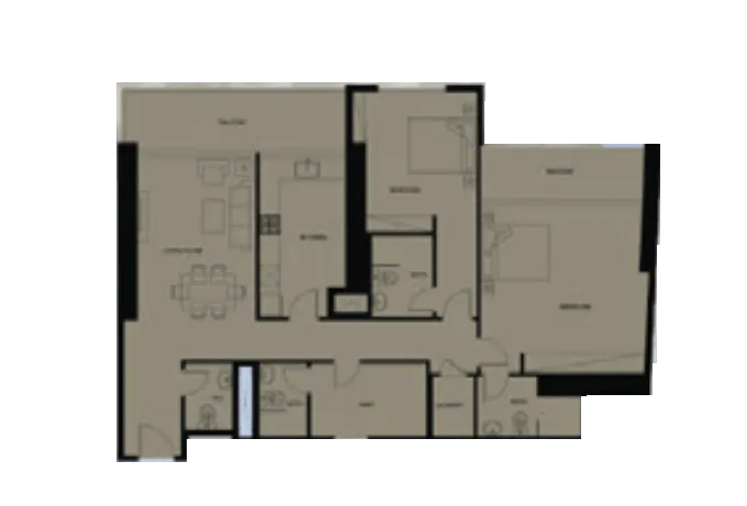 Faradis Tower 2 bed floor plan, 1,616 sqft